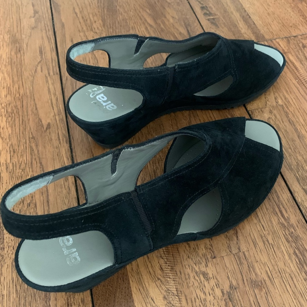 ARA |  Black Suede Wedge Heel